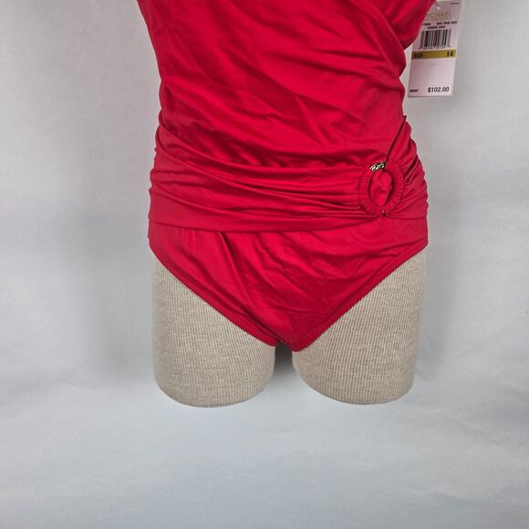 Michael Kors One Piece Swimsuit Women's 14 Red Cruise 2020 Crossover NWT - Picture 3 of 16